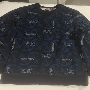 Nautica Jeans Co. Printed Repeat Logo Men's Size Large Crewneck Sweatshirt